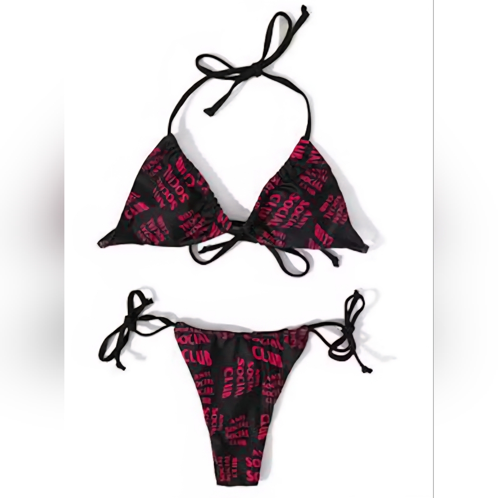 Black and Pink Bikini Set